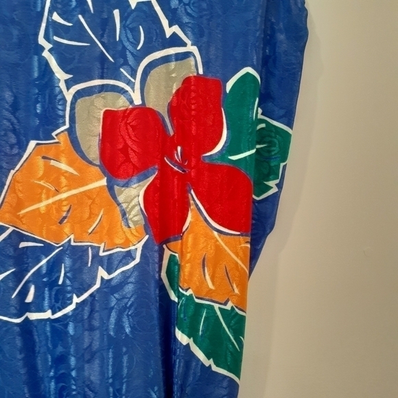 80's Sheath Hibiscus Dress with Peplum - Picture 5 of 9